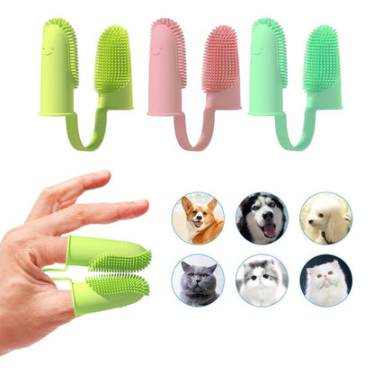 3Pcs Dog Toothbrush Double Finger Silicone Tooth Brushing Kit for Pet Dental Care - view 9