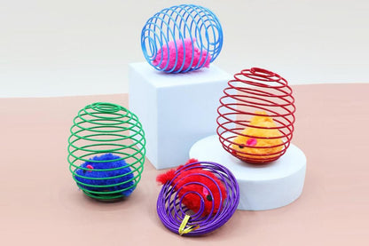 5Pcs Cat Spring Balls Toys Stretchable Rolling Balls Cat Spring Toys for Kitten - view 3