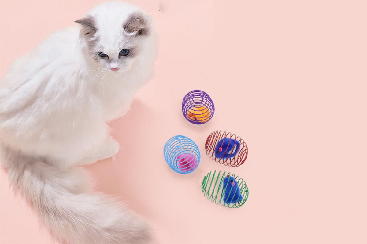 5Pcs Cat Spring Balls Toys Stretchable Rolling Balls Cat Spring Toys for Kitten - view 6