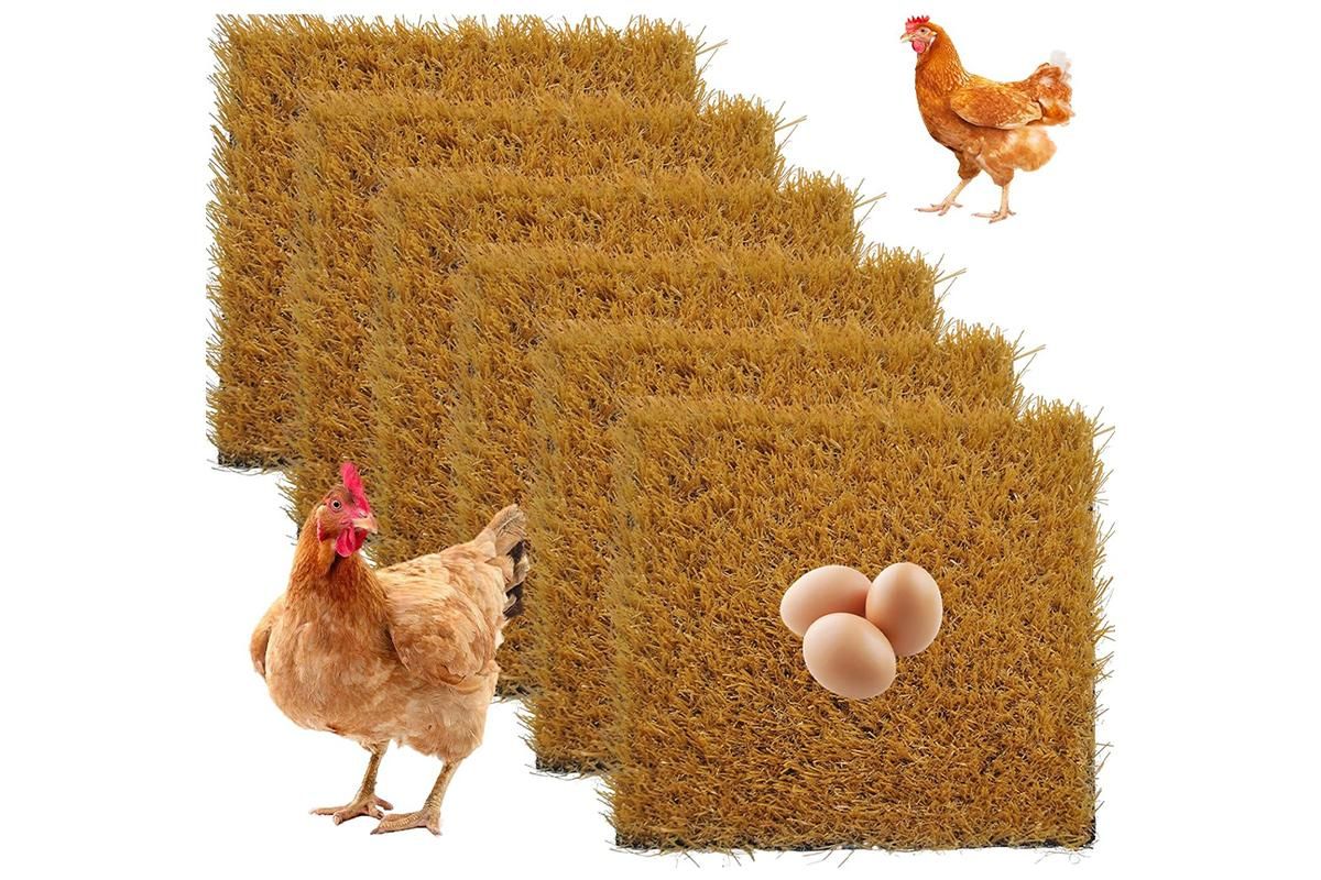 6Pcs Chicken Nesting Pads Artificial Grass Rug Carpet Washable Chicken Coop Bedding - view 4