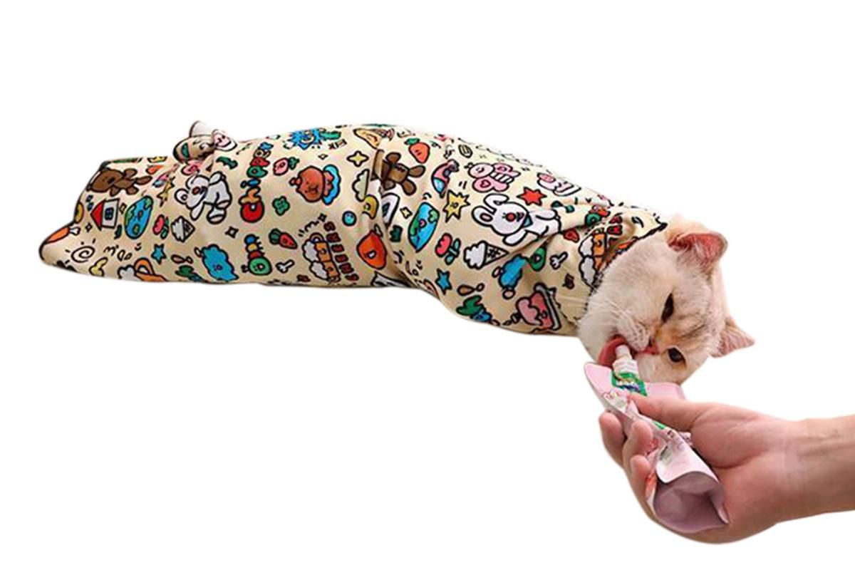 Cat Grooming Wrap For Nail Clipping Scratch Escape Calming Multifunctional Pet Tool M - view 7