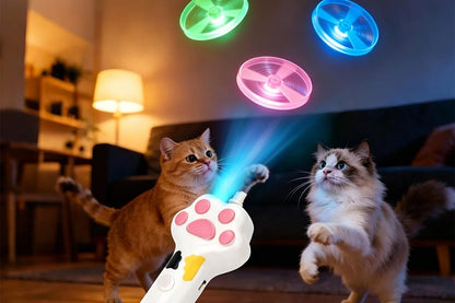Cat Toy Disc Launcher Cat Fetch Toy Cat Disc Launcher with Lights-White - view 2