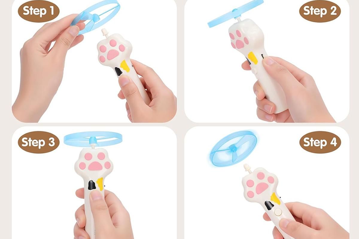 Cat Toy Disc Launcher Cat Fetch Toy Cat Disc Launcher with Lights-White - view 5