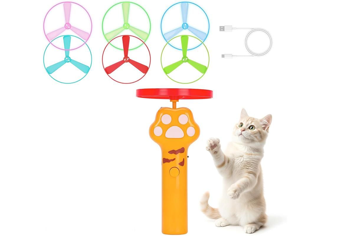 Cat Toy Disc Launcher Cat Fetch Toy Cat Disc Launcher with Lights-White - view 6