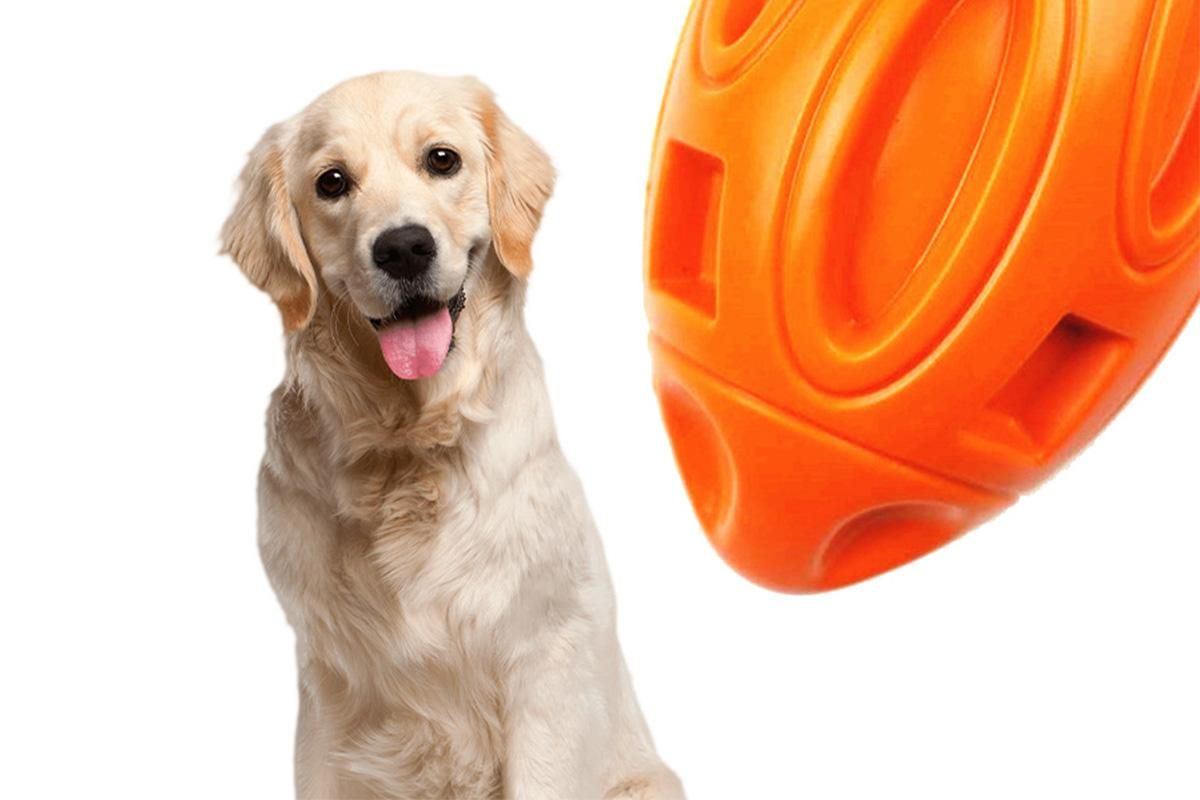 Puppy Chew Ball With Squeaker Dog Chew Toys Squeaky Dog Toys For Aggressive Chewers-Orange - view 5