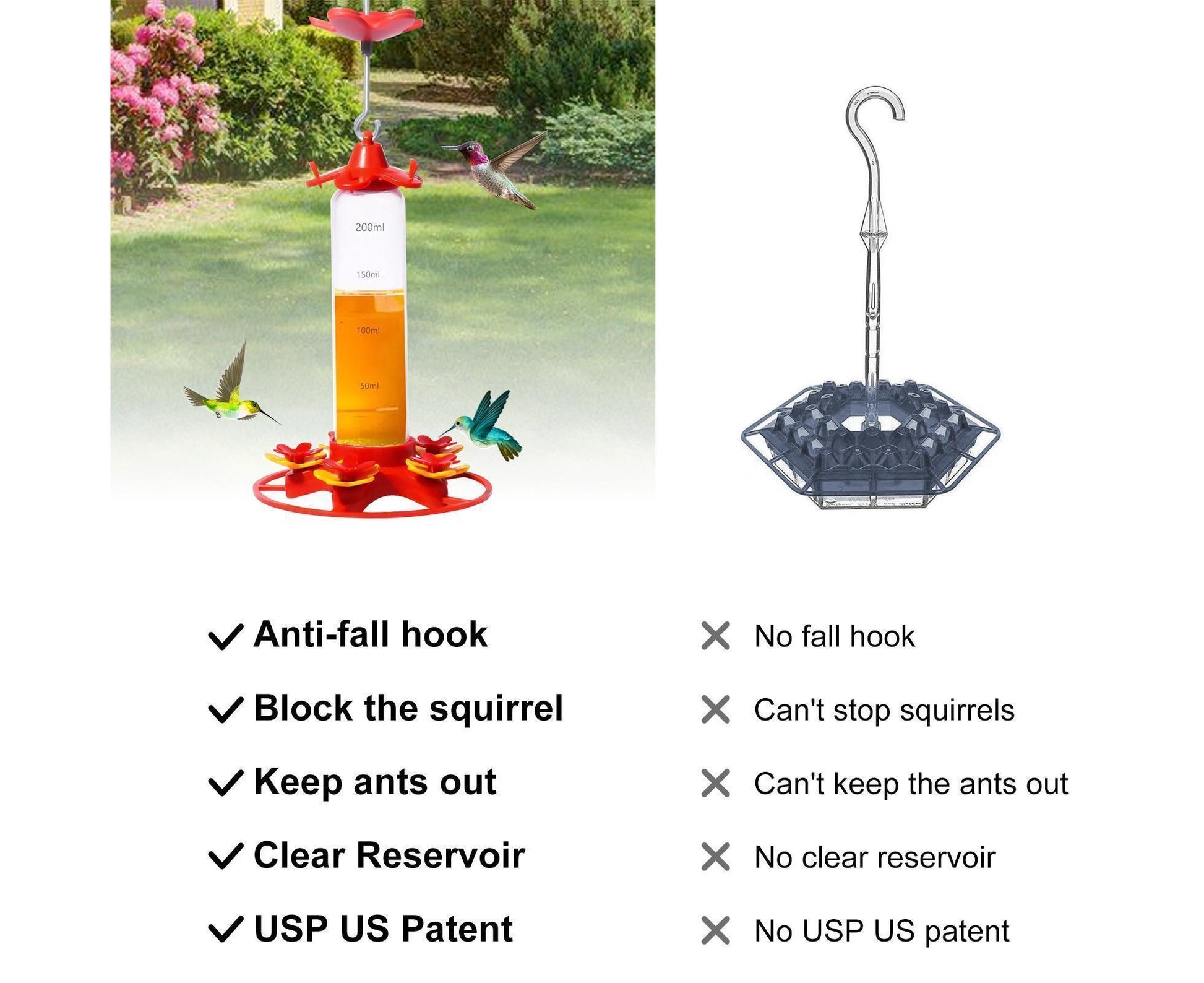 Hanging Feeder Hook Leakproof Hummingbird Feeder - Red - view 8
