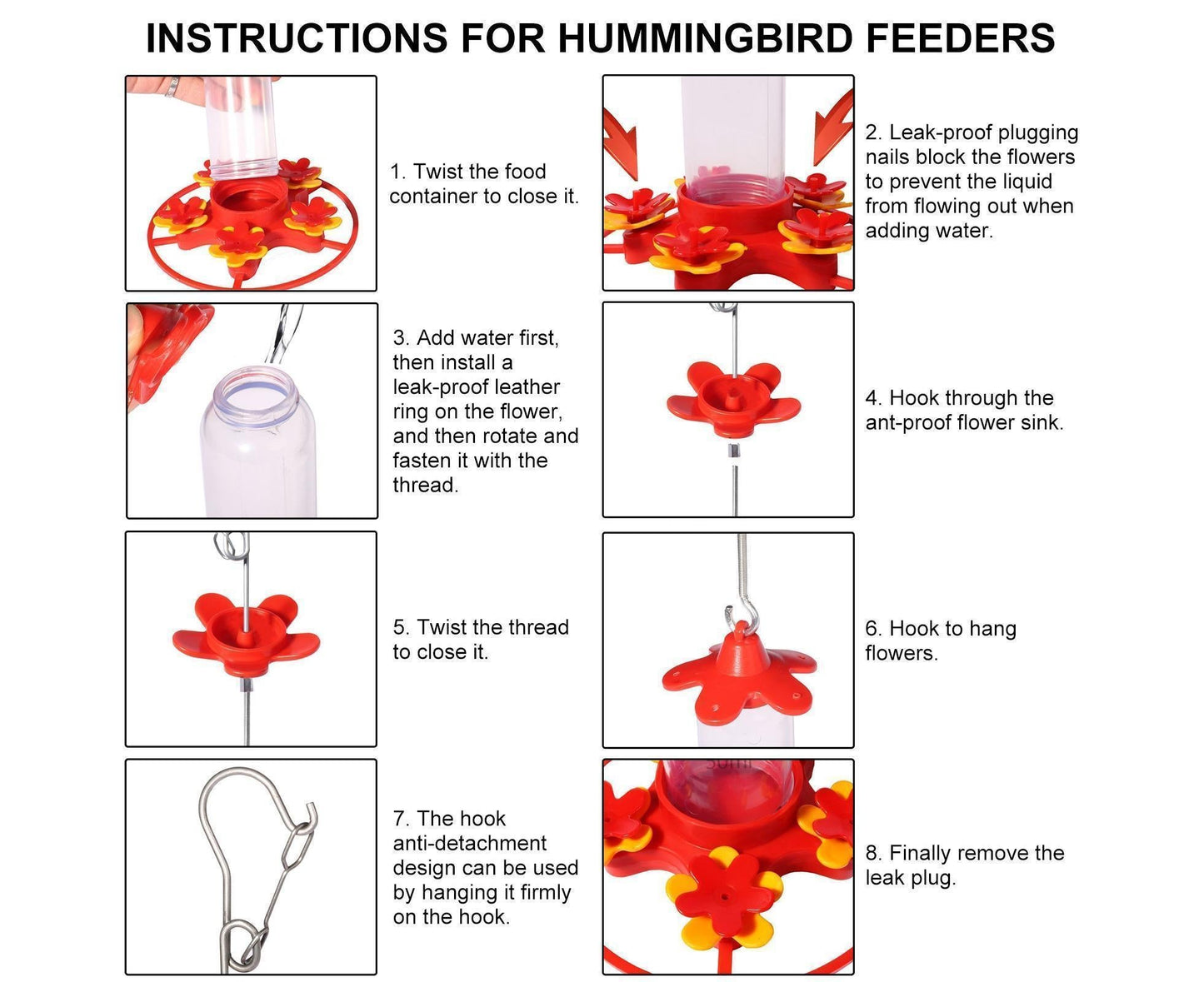 Hanging Feeder Hook Leakproof Hummingbird Feeder - Red - view 9