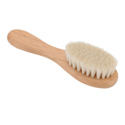 Baby Hair Wool Brush Soft Bristles Styling Beard Brush Baby Bathing Cleaning Nursing Wooden Comb Brush - view 2