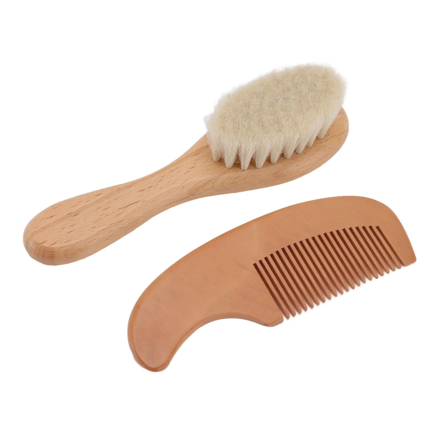 Baby Brush and Comb Set Multifunction Composite Wood and Wool Baby Hair Brush for Men Hair Style Baby Bath - view 2