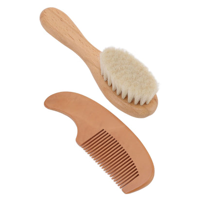 Baby Brush and Comb Set Multifunction Composite Wood and Wool Baby Hair Brush for Men Hair Style Baby Bath - view 8