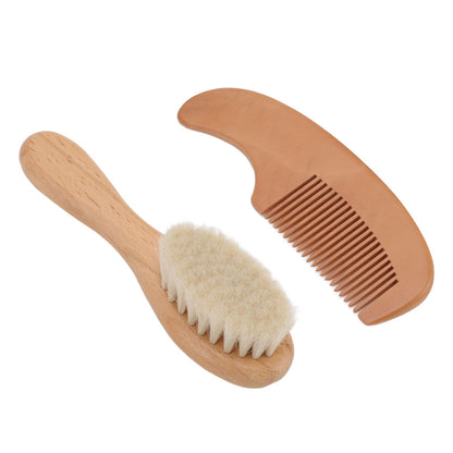 Baby Brush and Comb Set Multifunction Composite Wood and Wool Baby Hair Brush for Men Hair Style Baby Bath - view 9
