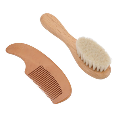 Baby Brush and Comb Set Multifunction Composite Wood and Wool Baby Hair Brush for Men Hair Style Baby Bath - view 10