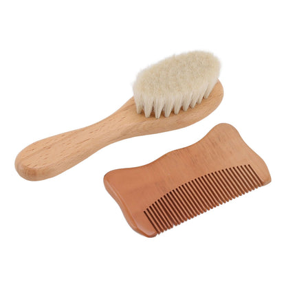 Wooden Baby Hair Brush Comb Set Baby Bathing Wood Comb Wool Brush Men Oil Head Style Beard Brush - view 4