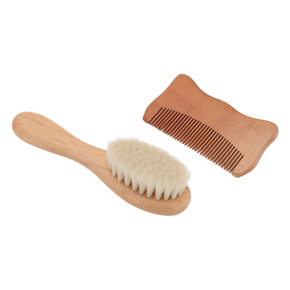 Wooden Baby Hair Brush Comb Set Baby Bathing Wood Comb Wool Brush Men Oil Head Style Beard Brush - view 10