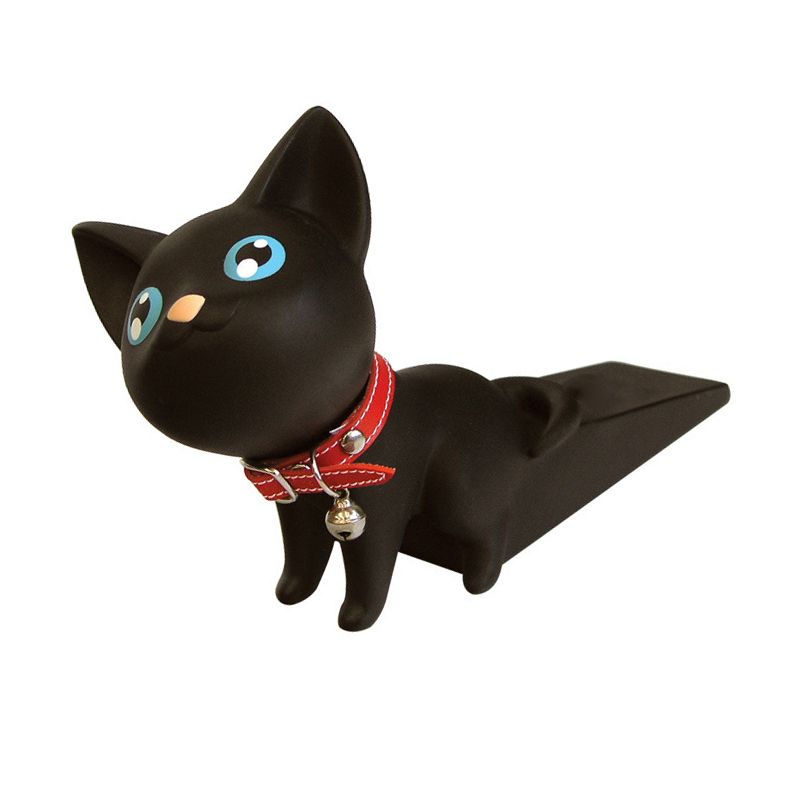Cartoon Door Stopper Cute Animal Shaped Punch Free Decorative Door Wedge for Home Office Black Cat - view 6