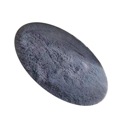 Floor Carpet Polyester Fiber Round Nordic Style Long Plush Soft Shaggy Rug for Home Bedroom Grey - view 3