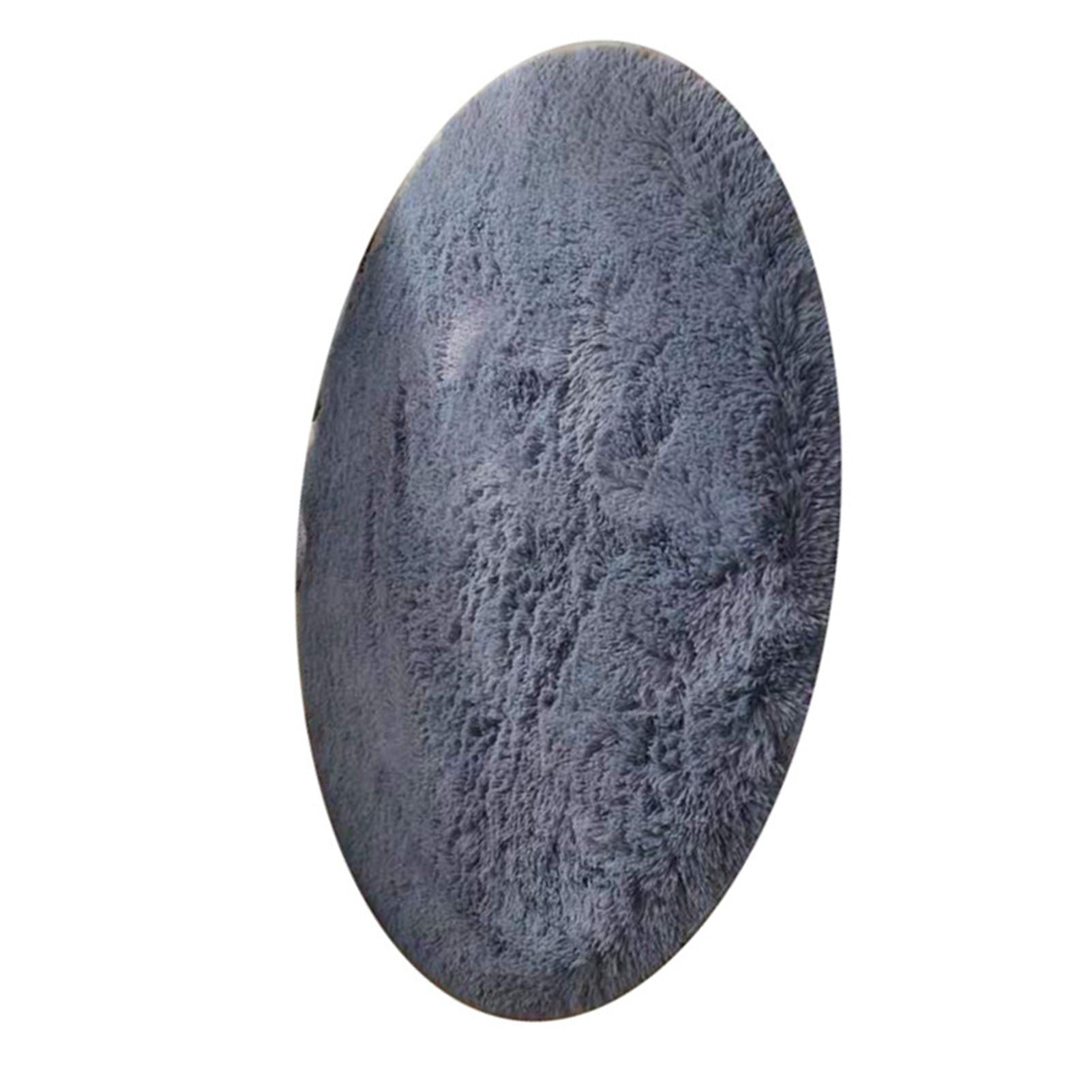 Floor Carpet Polyester Fiber Round Nordic Style Long Plush Soft Shaggy Rug for Home Bedroom Grey - view 4