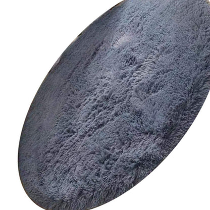 Floor Carpet Polyester Fiber Round Nordic Style Long Plush Soft Shaggy Rug for Home Bedroom Grey - view 5