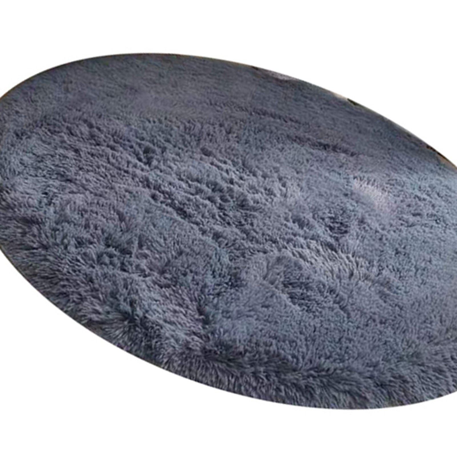 Floor Carpet Polyester Fiber Round Nordic Style Long Plush Soft Shaggy Rug for Home Bedroom Grey - view 6