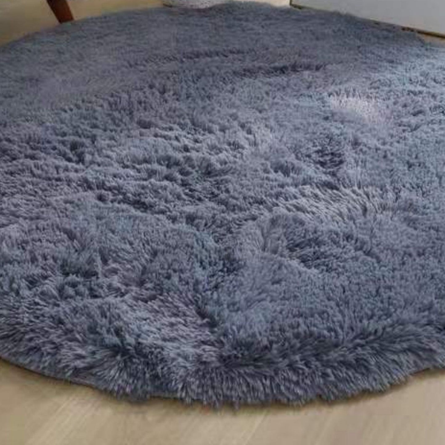 Floor Carpet Polyester Fiber Round Nordic Style Long Plush Soft Shaggy Rug for Home Bedroom Grey - view 8