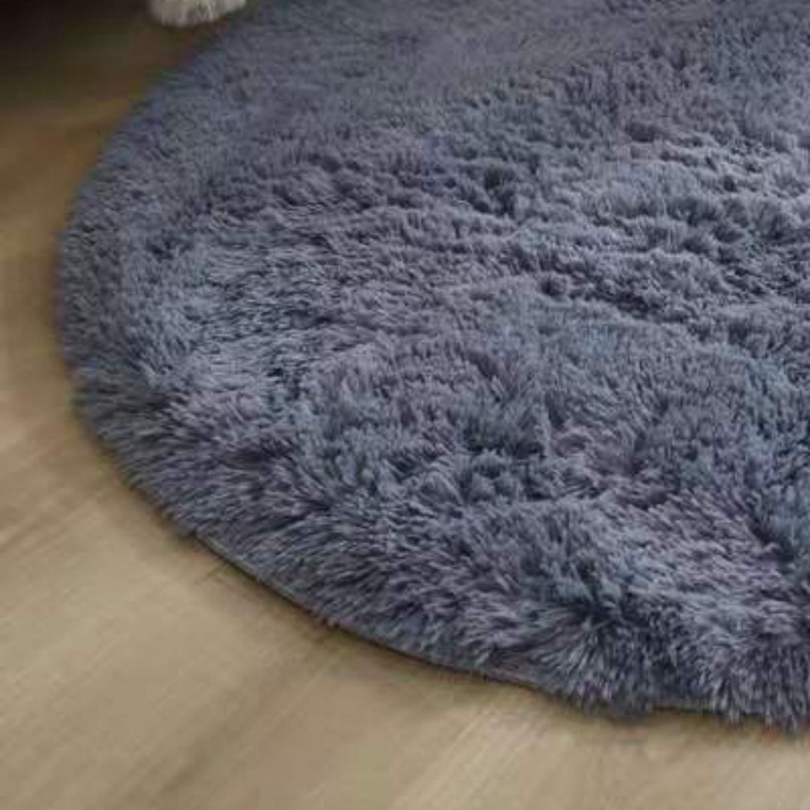 Floor Carpet Polyester Fiber Round Nordic Style Long Plush Soft Shaggy Rug for Home Bedroom Grey - view 10