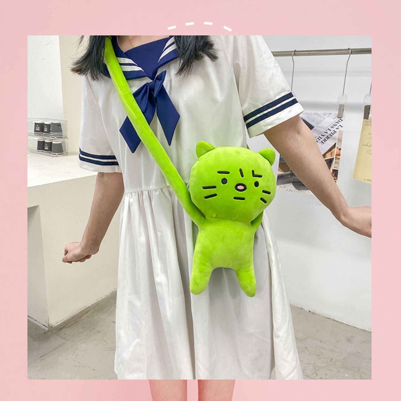 Plush Toy Shoulder Bag Cartoon Long Arm Anxiety Kitty Plush Purse Bag for Shopping Traveling - view 9