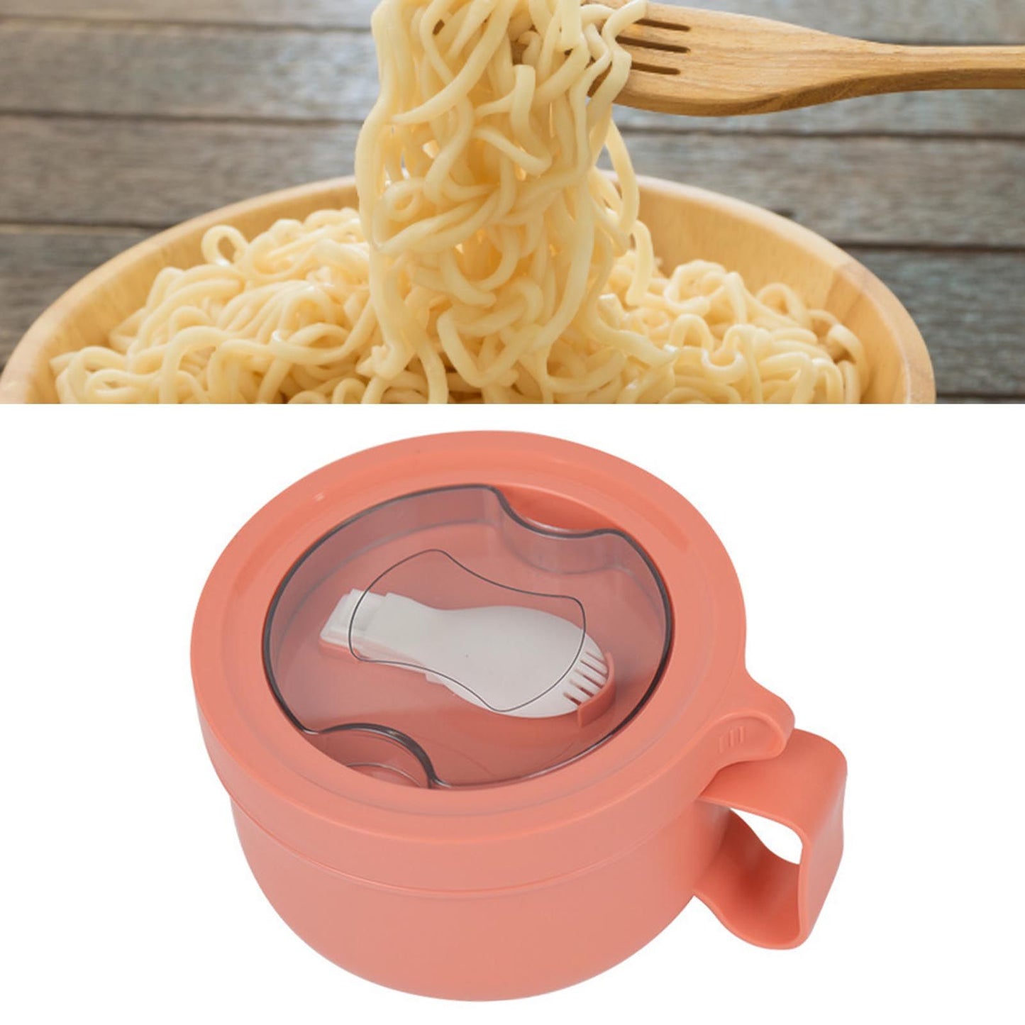 Insulated Bowl Leakage Proof 304 Stainless Steel Interior Thermal Soup Bowl with Handle for Noodle Bento 850ml Orange - view 5