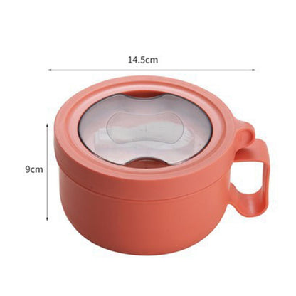 Insulated Bowl Leakage Proof 304 Stainless Steel Interior Thermal Soup Bowl with Handle for Noodle Bento 850ml Orange - view 10