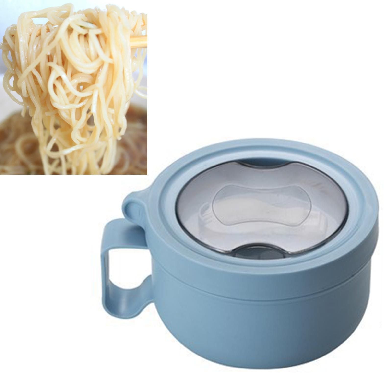 Insulated Bowl Leakage Proof 304 Stainless Steel Interior Thermal Soup Bowl with Handle for Noodle Bento 850ml Blue - view 5
