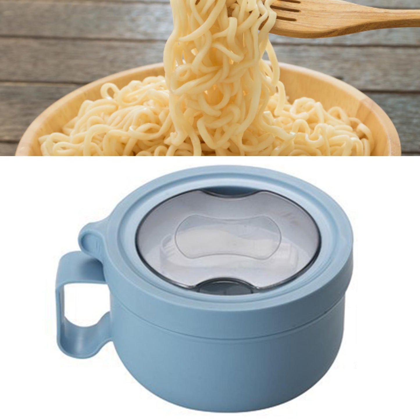 Insulated Bowl Leakage Proof 304 Stainless Steel Interior Thermal Soup Bowl with Handle for Noodle Bento 850ml Blue - view 6