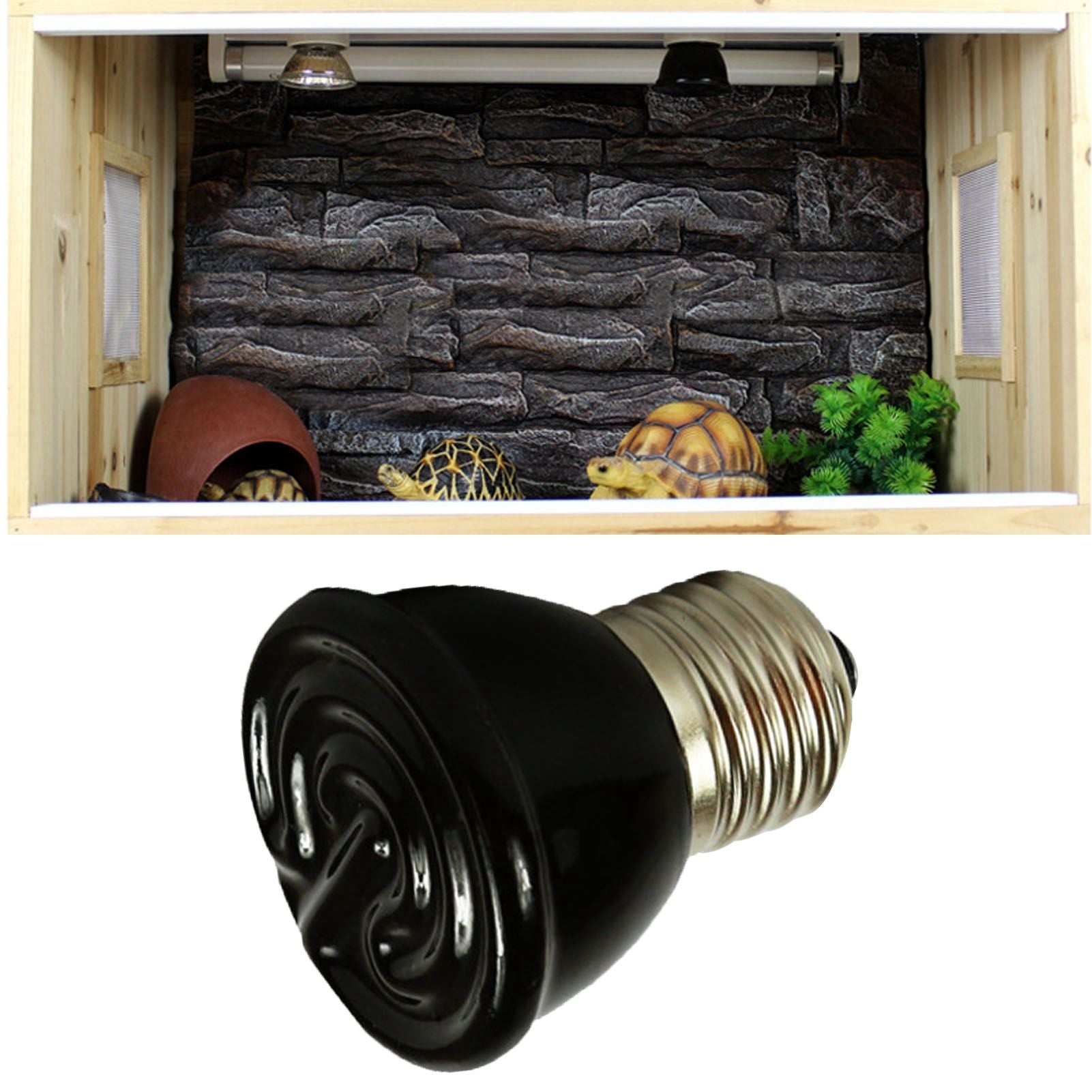 100W Ceramic Heating Lamp Non Luminous Pet Heating Light for Reptile Home 220V Black - view 6