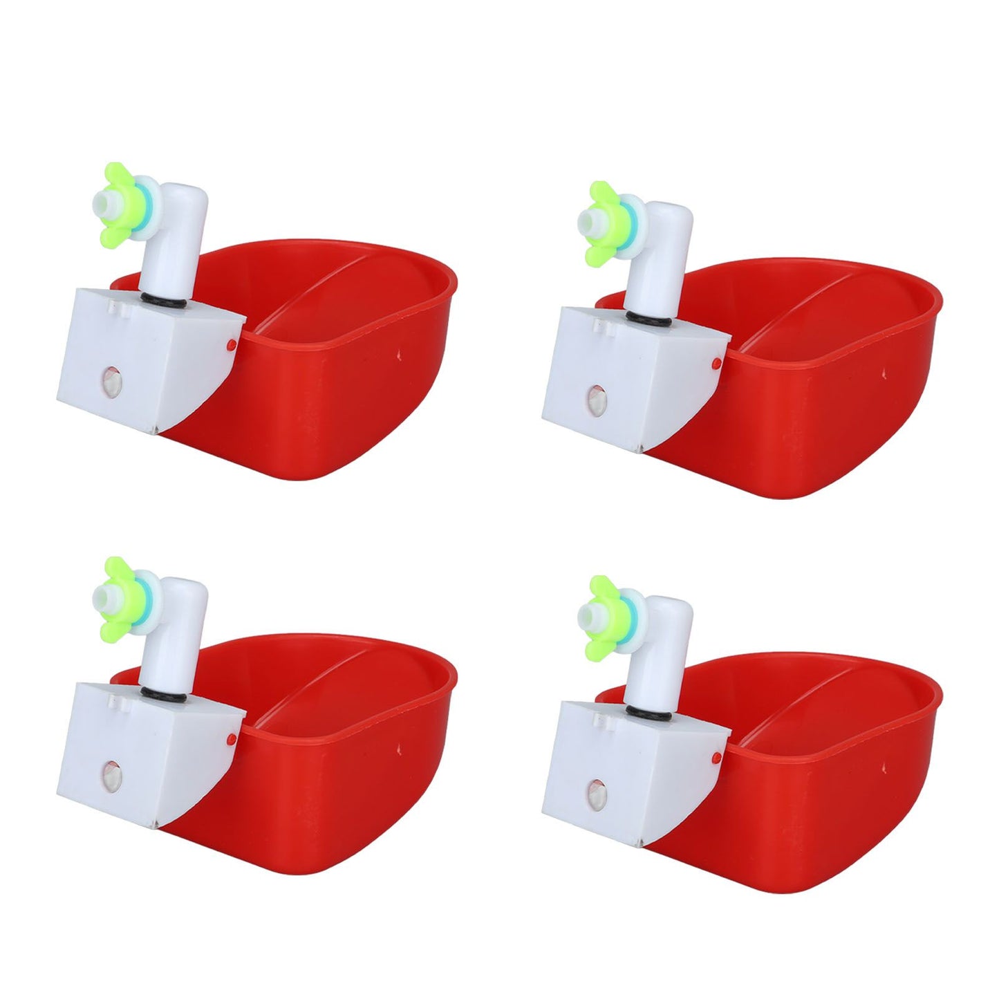 4 Set Automatic Poultry Fount Plastic Waterer Bowl with Hose Attachment for Game Bird Universal Red - view 2