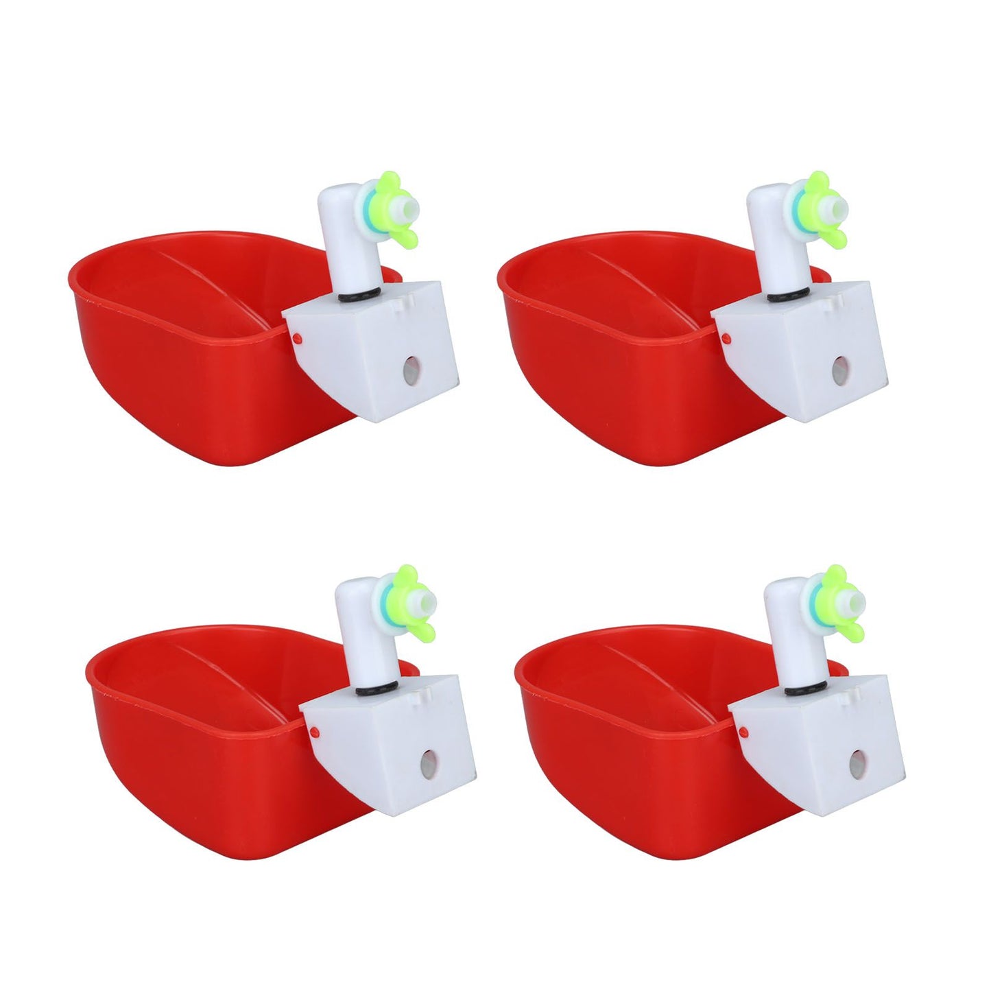 4 Set Automatic Poultry Fount Plastic Waterer Bowl with Hose Attachment for Game Bird Universal Red - view 3