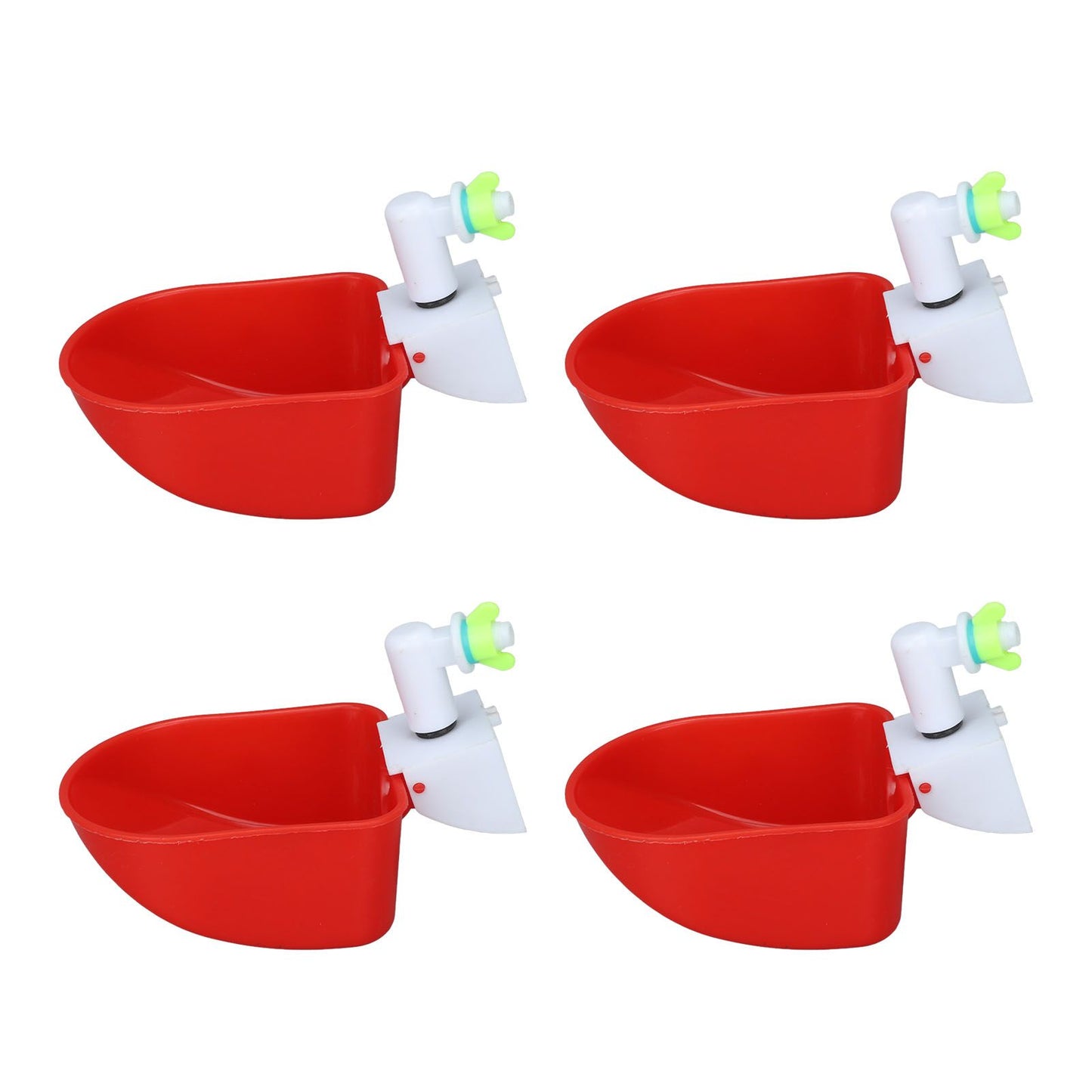4 Set Automatic Poultry Fount Plastic Waterer Bowl with Hose Attachment for Game Bird Universal Red - view 4