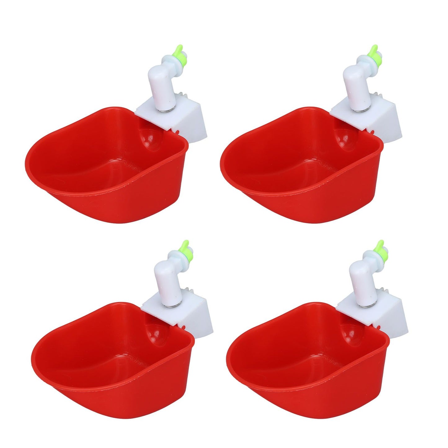 4 Set Automatic Poultry Fount Plastic Waterer Bowl with Hose Attachment for Game Bird Universal Red - view 7