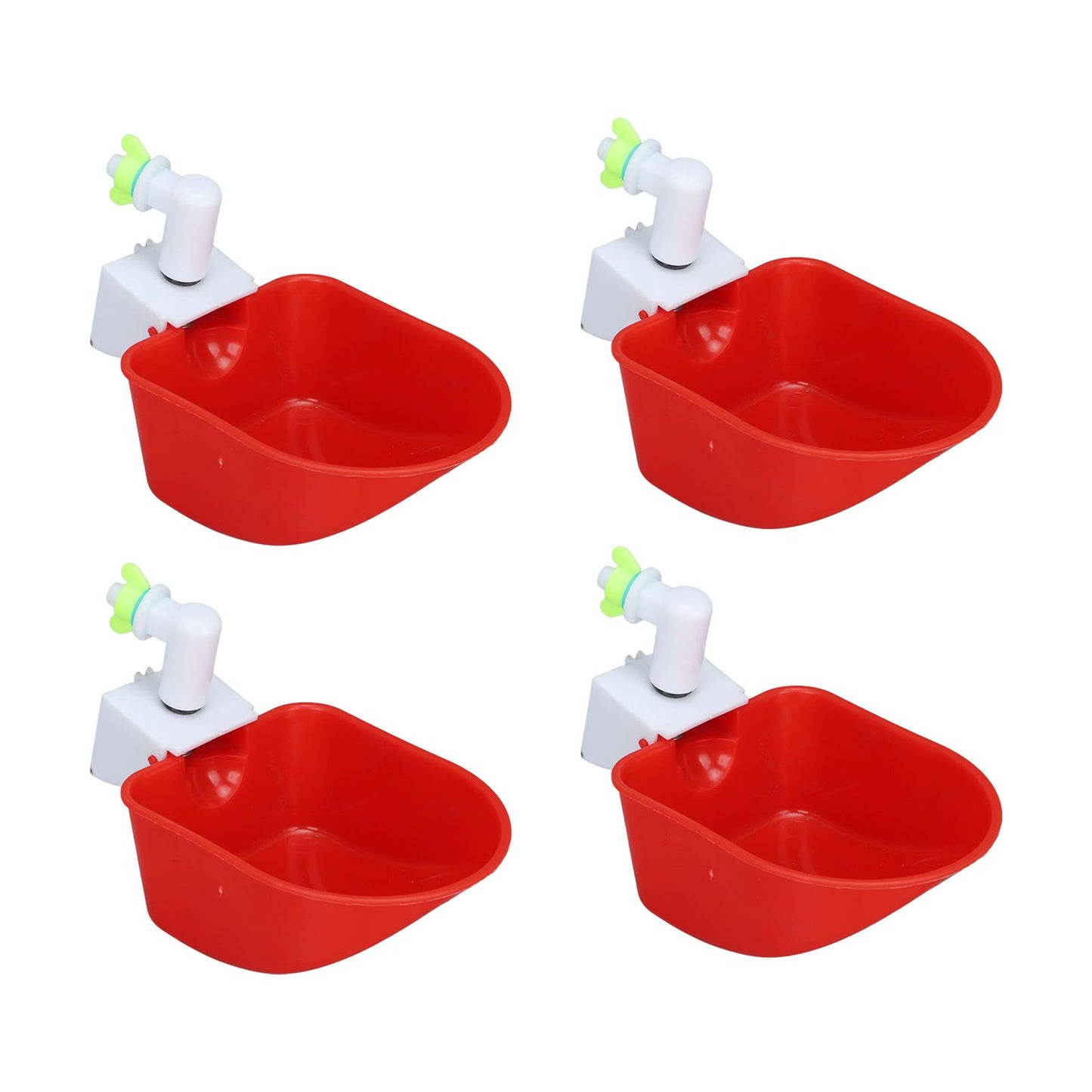 4 Set Automatic Poultry Fount Plastic Waterer Bowl with Hose Attachment for Game Bird Universal Red - view 9