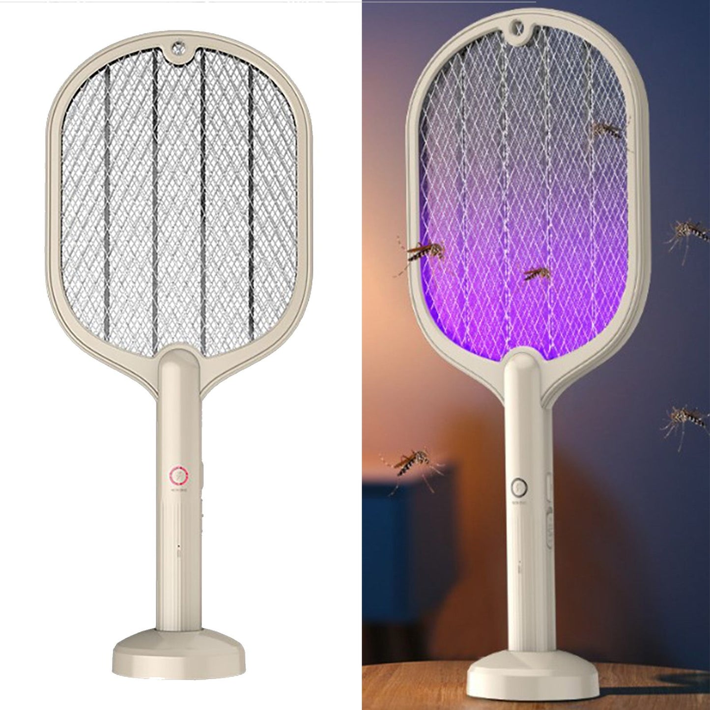 Electric Fly Swatter USB Charging 2 in 1 Fly Killer Racket with 3 Layer Mesh for Home Use White - view 3