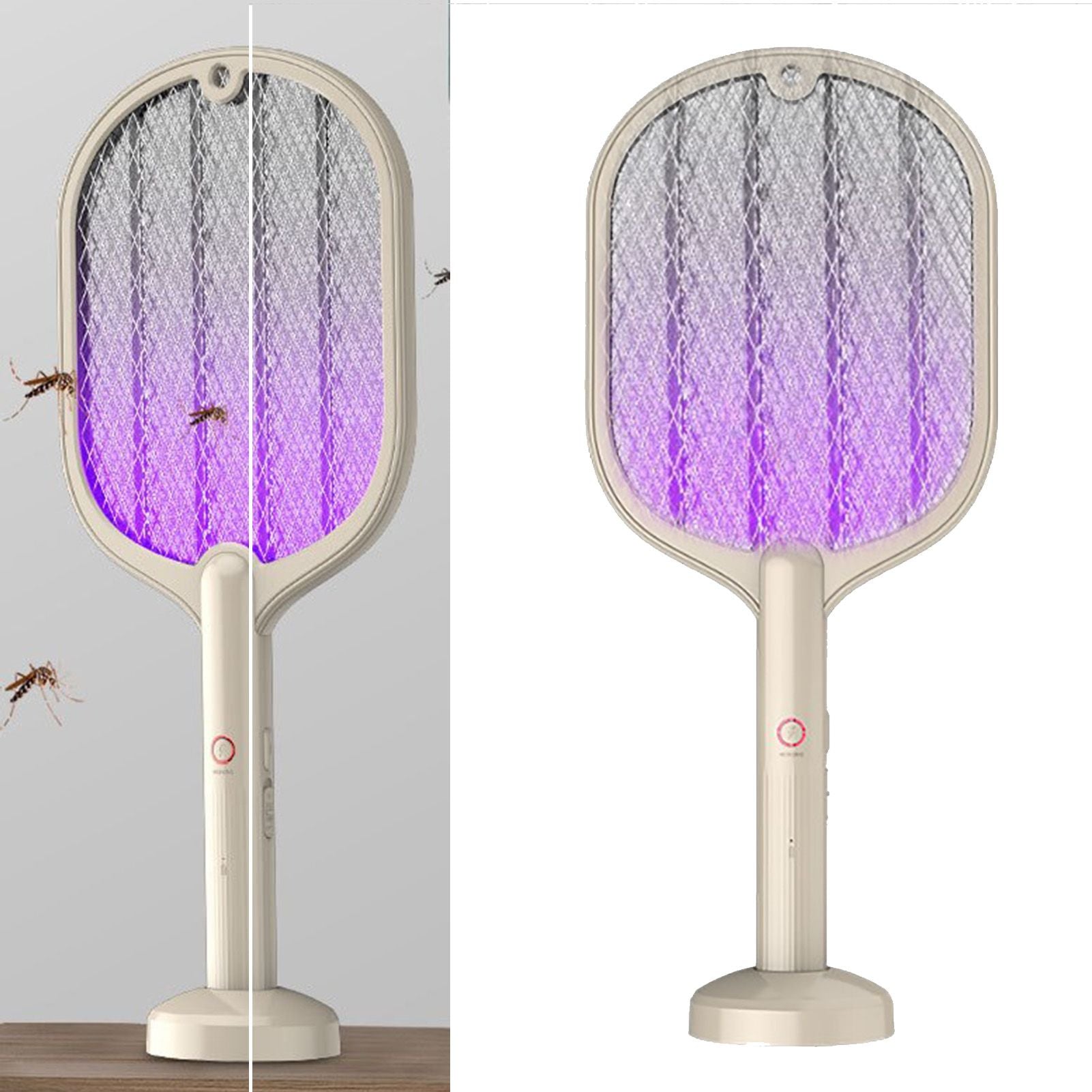 Electric Fly Swatter USB Charging 2 in 1 Fly Killer Racket with 3 Layer Mesh for Home Use White - view 4