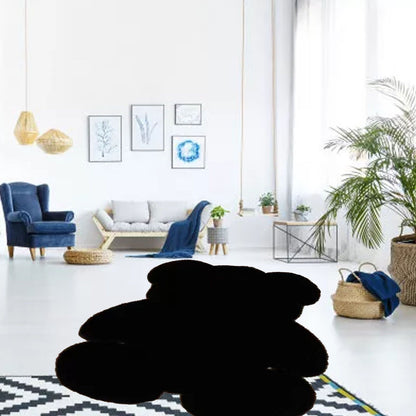 Cute Bedroom Rug Soft Bear Shaped Shaggy Floor Mat for Kids Teen Girls Room Floor Living Room Black 45x60 - view 6