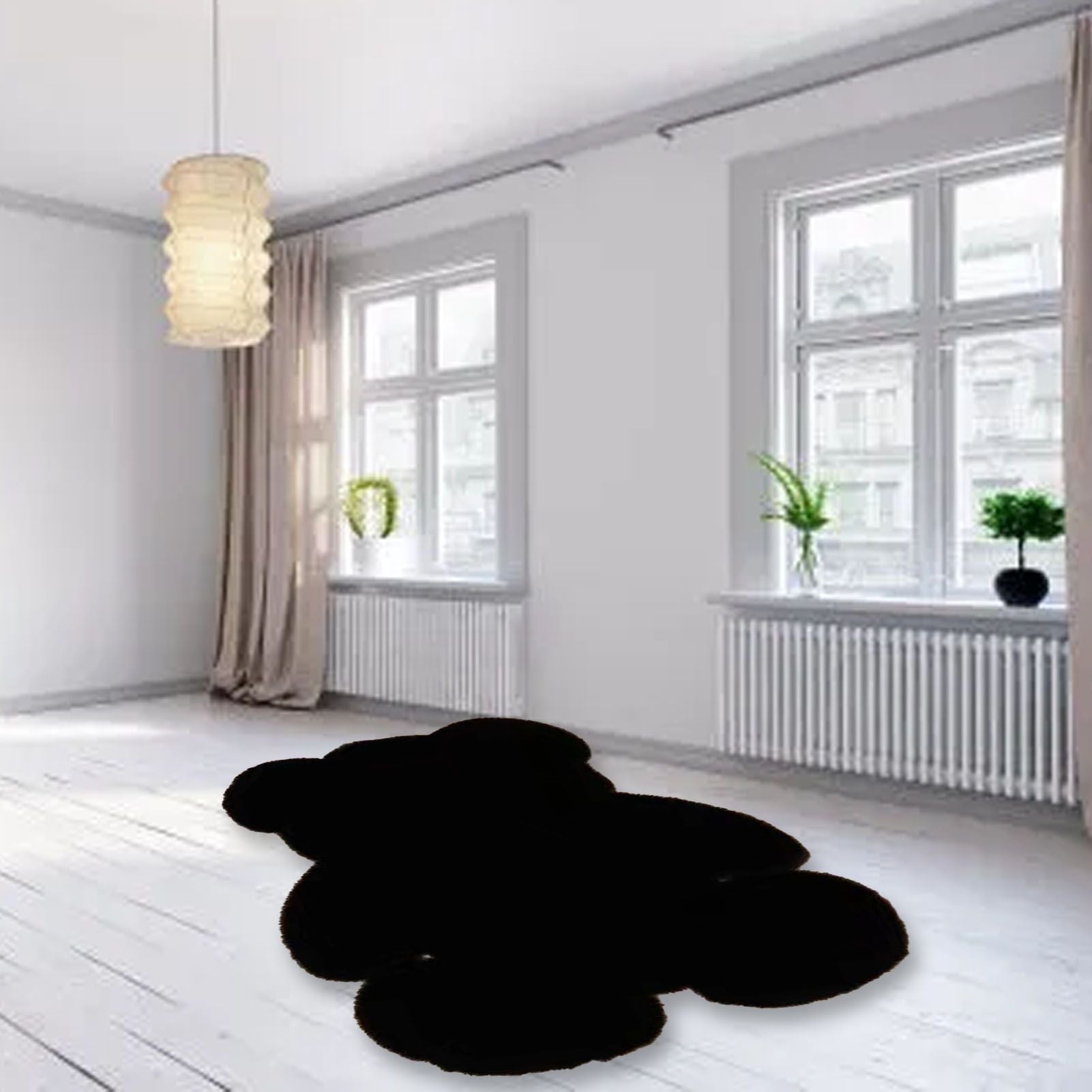 Cute Bedroom Rug Soft Bear Shaped Shaggy Floor Mat for Kids Teen Girls Room Floor Living Room Black 45x60 - view 10