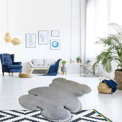 Cute Bedroom Rug Soft Bear Shaped Shaggy Floor Mat for Kids Teen Girls Room Floor Living Room Gray 45x60 - view 5