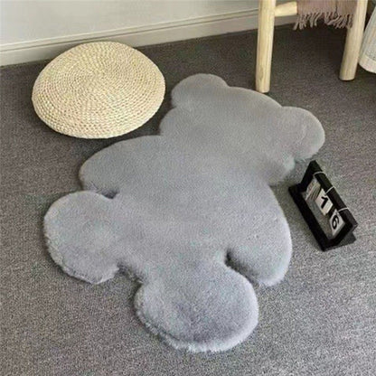 Cute Bedroom Rug Soft Bear Shaped Shaggy Floor Mat for Kids Teen Girls Room Floor Living Room Gray 45x60 - view 6