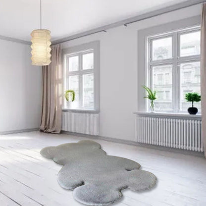 Cute Bedroom Rug Soft Bear Shaped Shaggy Floor Mat for Kids Teen Girls Room Floor Living Room Gray 45x60 - view 10