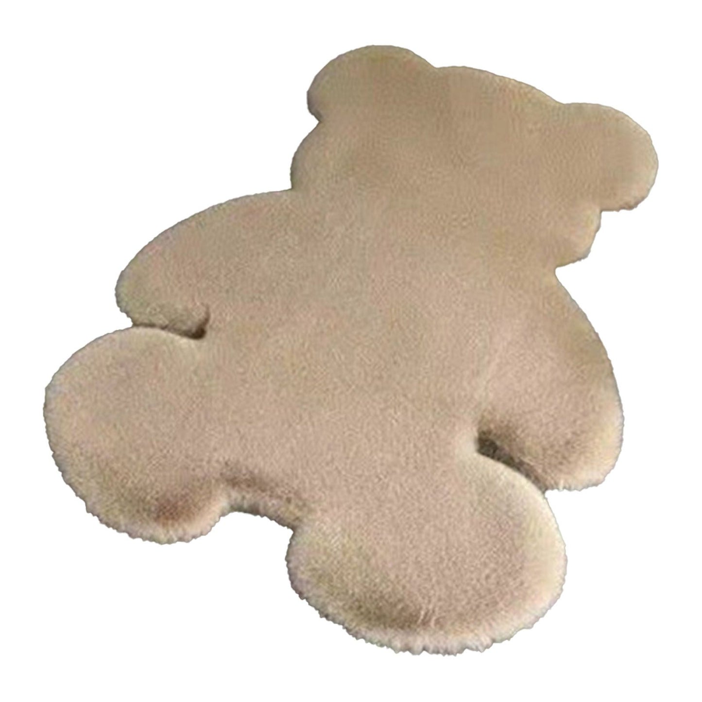 Cute Bedroom Rug Soft Bear Shaped Shaggy Floor Mat for Kids Teen Girls Room Floor Living Room Khaki 45x60 - view 2