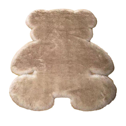 Cute Bedroom Rug Soft Bear Shaped Shaggy Floor Mat for Kids Teen Girls Room Floor Living Room Khaki 45x60 - view 4