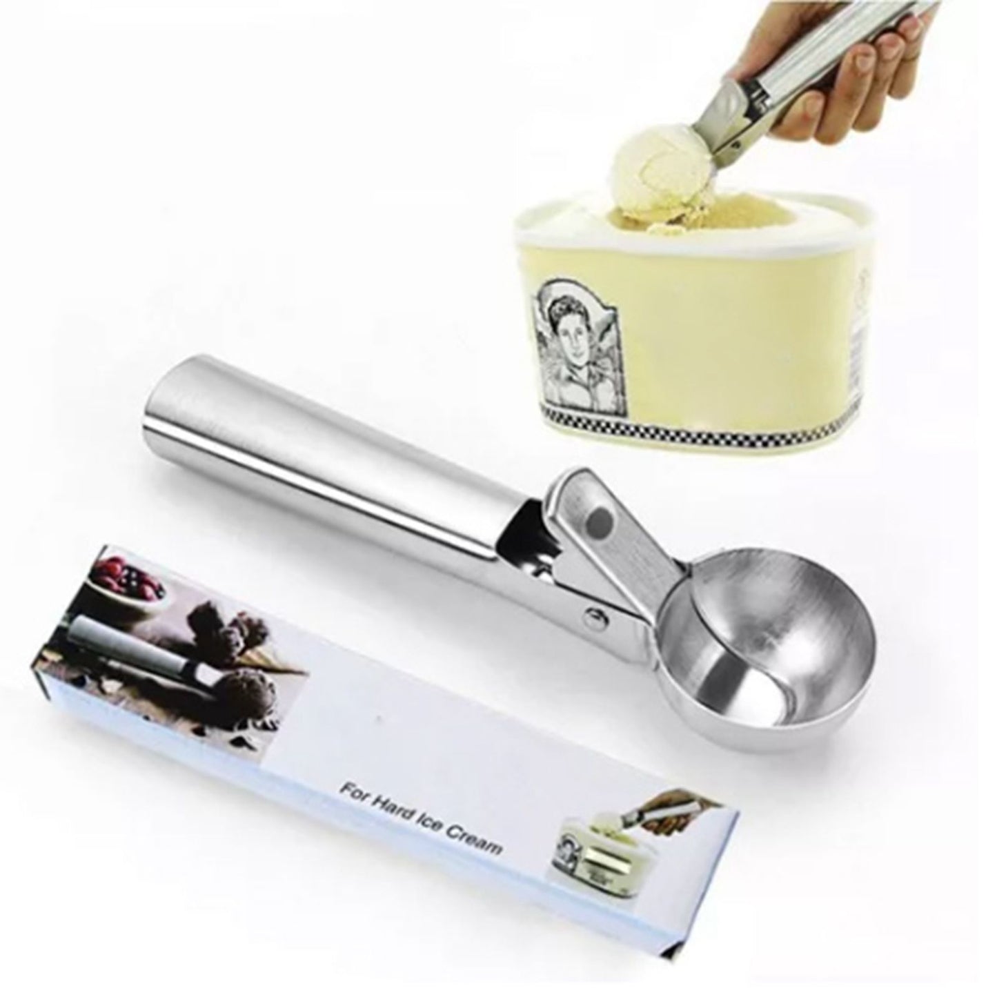 Ice Cream Scoop Stainless Steel Cookie Scoop Multifunctional Manual Portable Ice Cream Scooper for Home Hotel Restaurant - view 2
