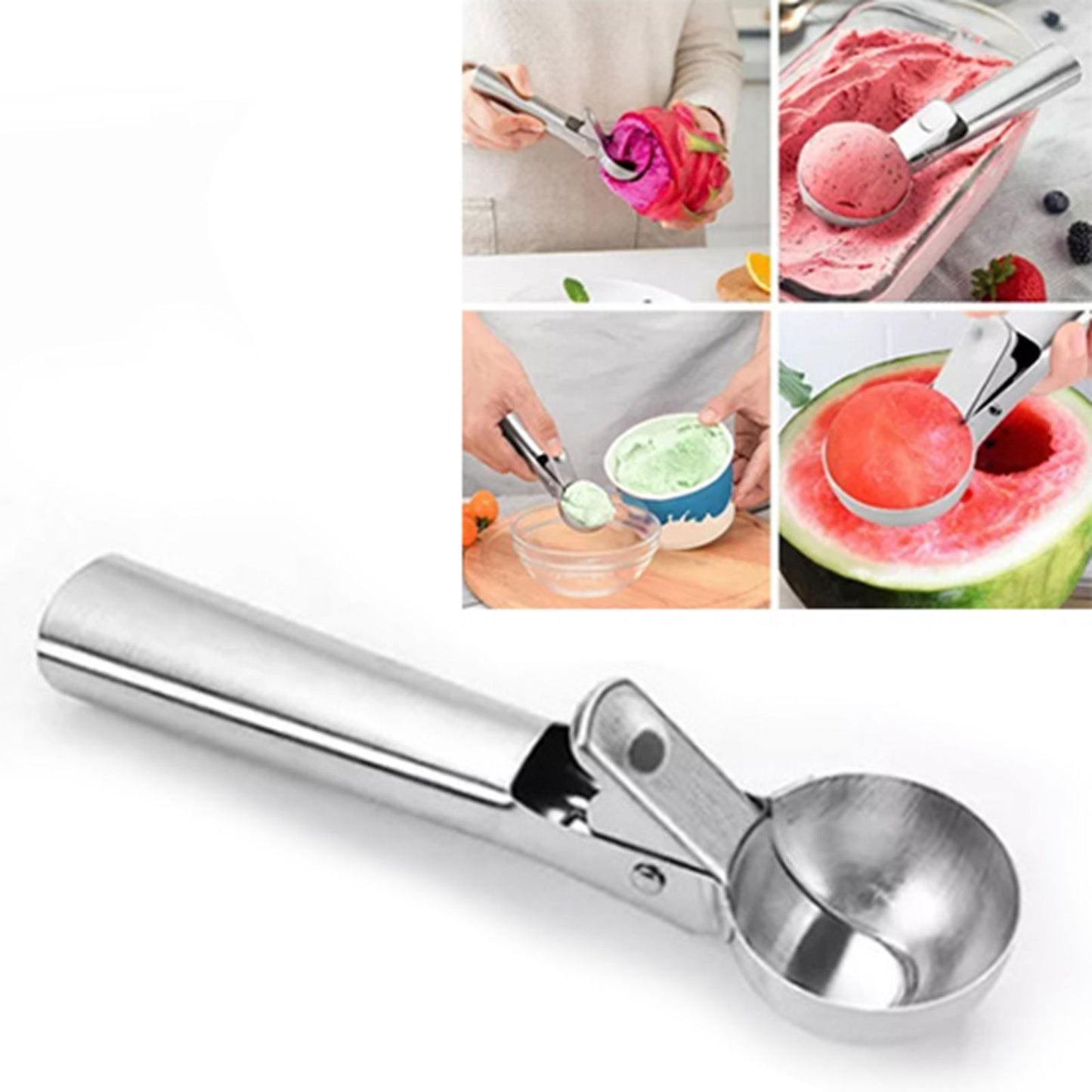 Ice Cream Scoop Stainless Steel Cookie Scoop Multifunctional Manual Portable Ice Cream Scooper for Home Hotel Restaurant - view 3