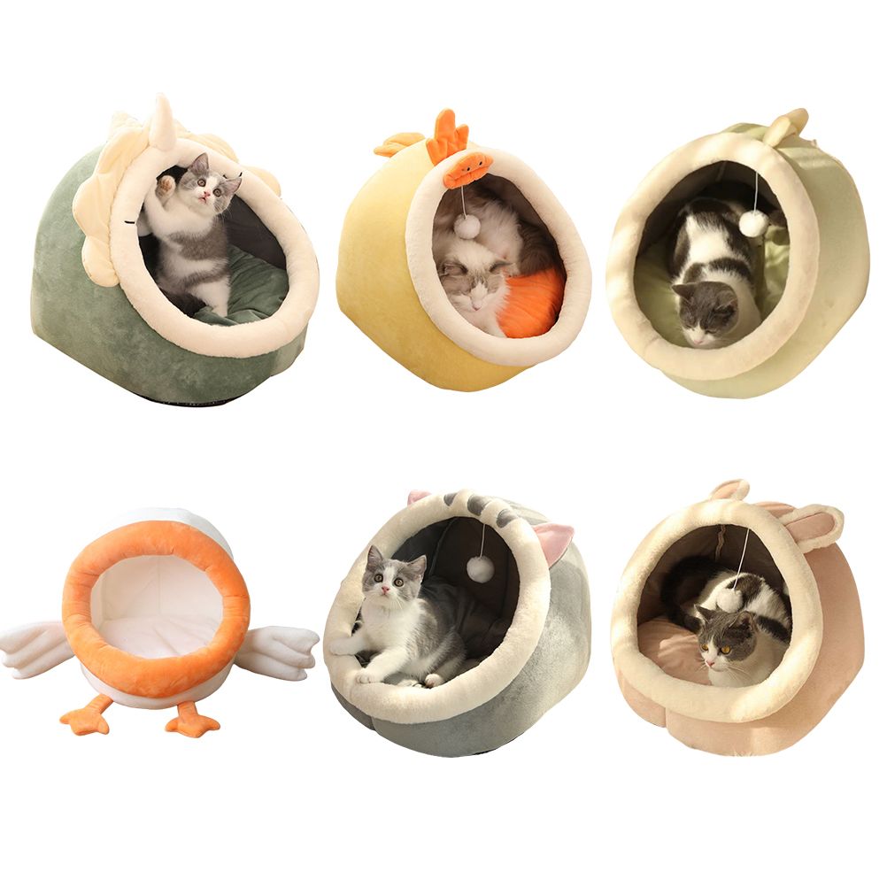 Warm Cozy Pet Bed Non Slip Bottom Cat House Cushion Removable and Washable Pet Sleeping Nest Bed - view 3