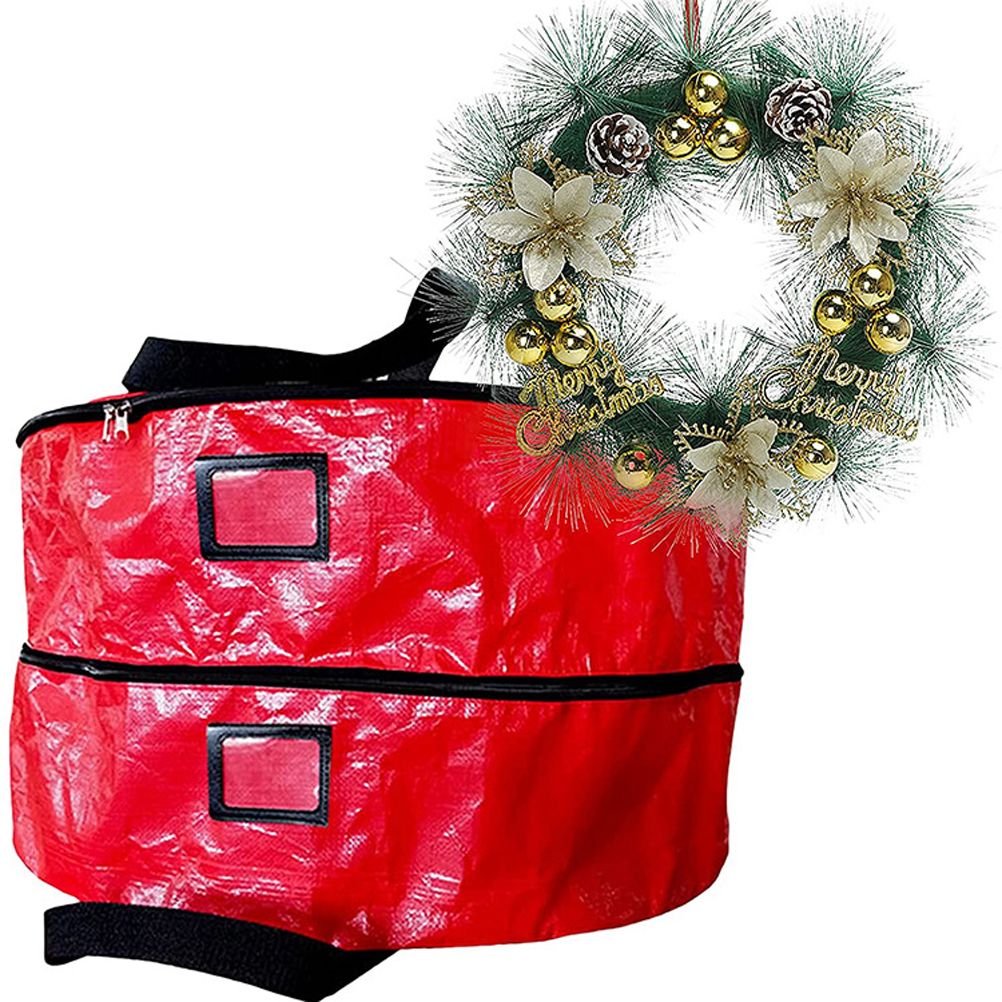 Double Layer Christmas Wreath Storage Bag Large Capacity Wreath Storage Container Wreath Storage Box with Dual Zippers and Handles - view 4