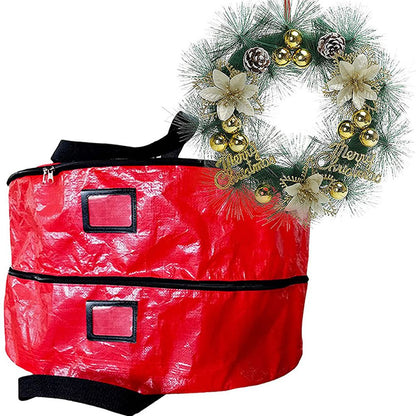 Double Layer Christmas Wreath Storage Bag Large Capacity Wreath Storage Container Wreath Storage Box with Dual Zippers and Handles - view 4